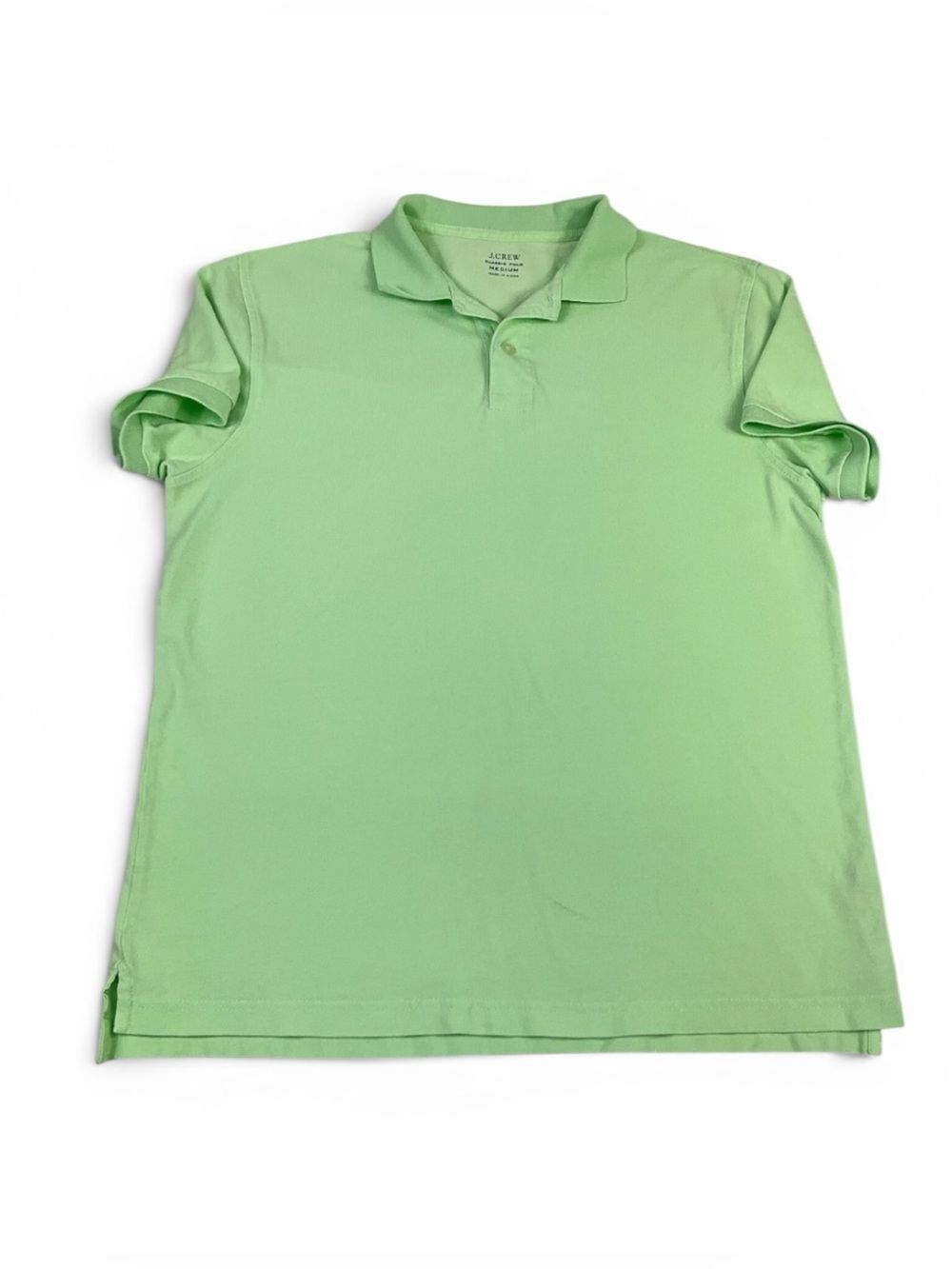 J.Crew Mens Classic Polo Shirt Bright Green Cotton Breathable Short Sleeve Top M